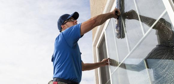 Residential window cleaning from the outside